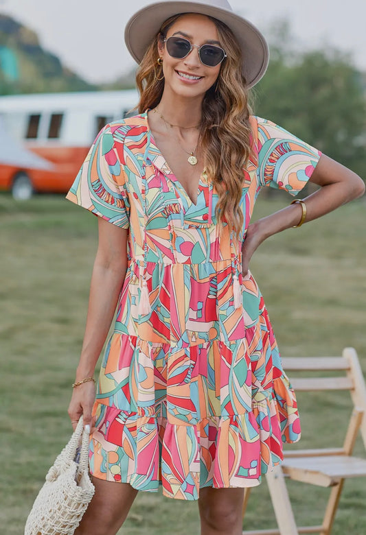 Geometric Tassel Tie Dress