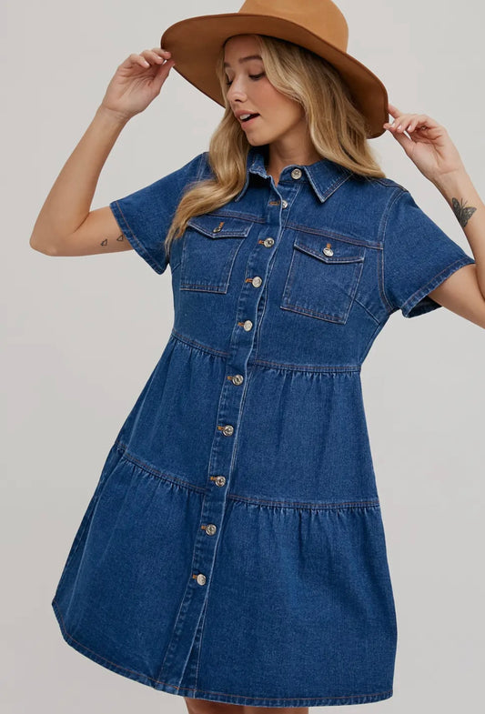 Denim Button Dress