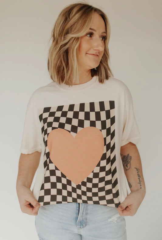 Checkered Heart Graphic Tee